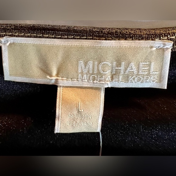 NWT MICHAEL Michael Kors gold shimmering blouse with black lining. Very pretty! - Picture 6 of 10